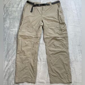Columbia Pants 40x30 Mens Silver Ridge Convertible 100% Nylon Belted Tan